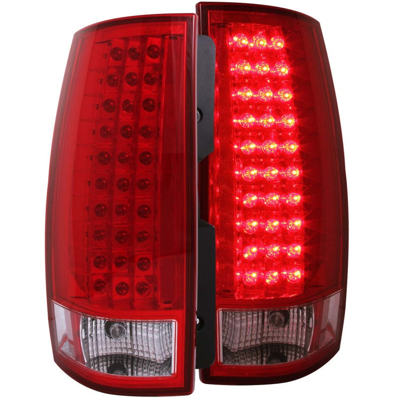 ANZO LED taillights for 2007-2014 Chevrolet Suburban featuring a red and clear lens design.