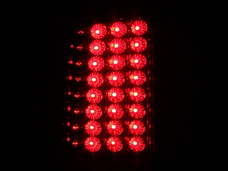 ANZO 2008-2015 Ford F-250 LED Taillights in Red and Clear, showcasing modern design and LED technology.