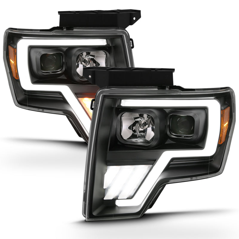 ANZO 2009-2013 Ford F-150 Projector Light Bar with Halo, featuring black housing and clear lens design.