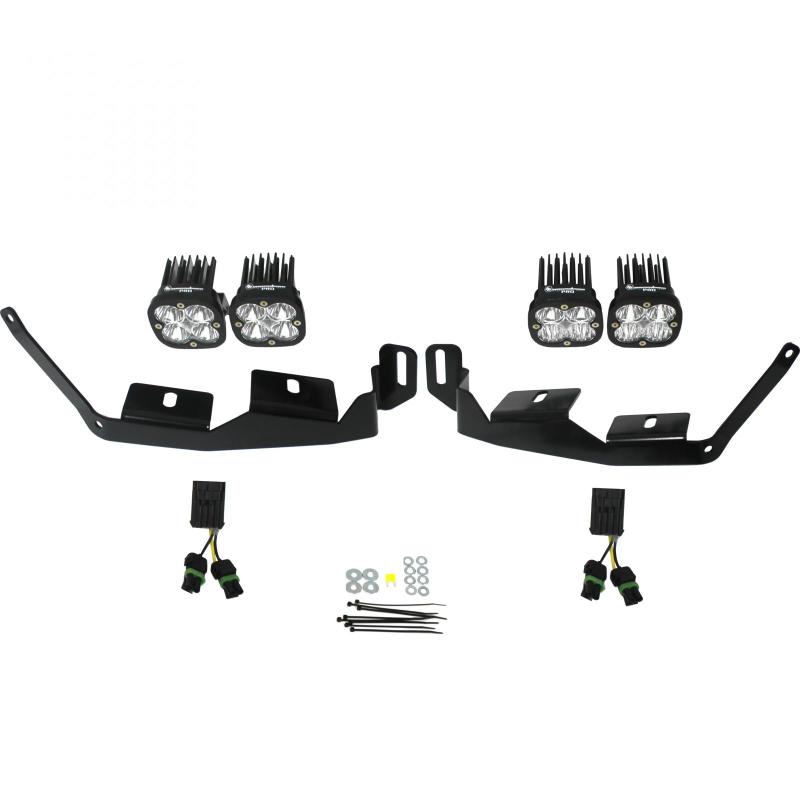 Baja Designs headlight kit for 2014+ RZR XP1000 and RS1, showcasing LED lights and durable housing.