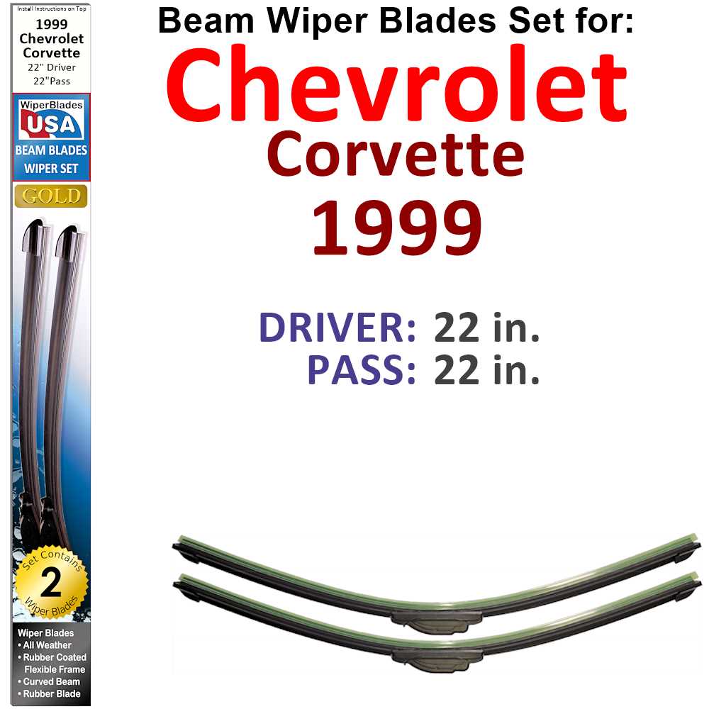 Set of two Beam Wiper Blades designed for 1999 Chevrolet Corvette, showcasing their sleek design and durable construction.