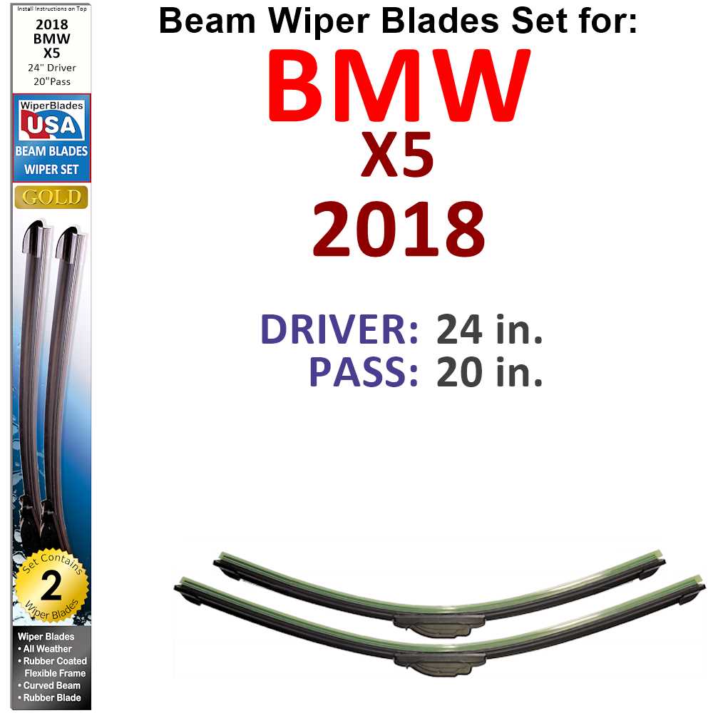 Set of two Beam Wiper Blades designed for 2018 BMW X5, showcasing their flexible and durable construction.