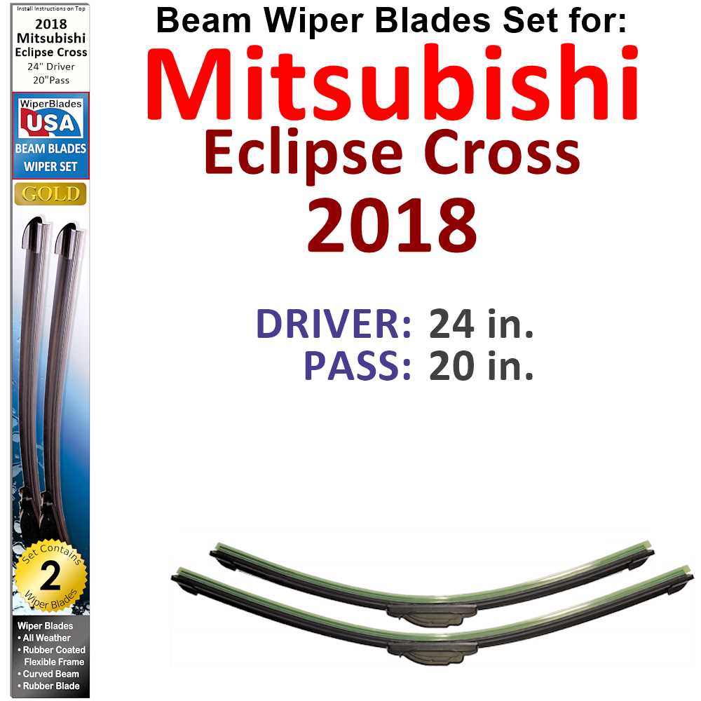 Set of two Beam Wiper Blades designed for 2018 Mitsubishi Eclipse Cross, showcasing their flexible and durable construction.