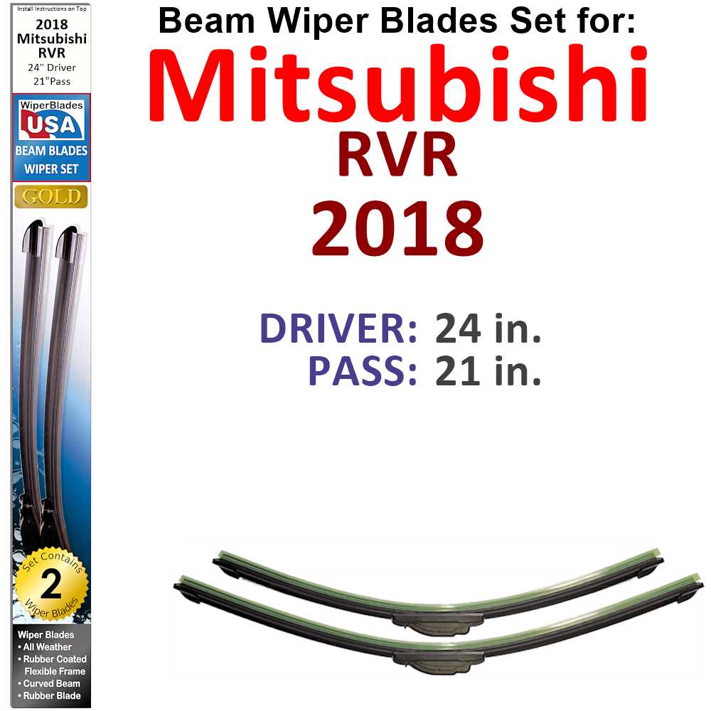 Set of two Beam Wiper Blades designed for 2018 Mitsubishi RVR, showcasing their flexible and durable construction.