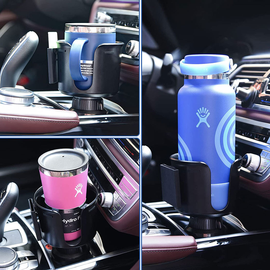 Cup Holder Expander for Car, adjustable base fitting 3.02 to 4.62 inches, featuring rubber tabs and magnetic design for stability.