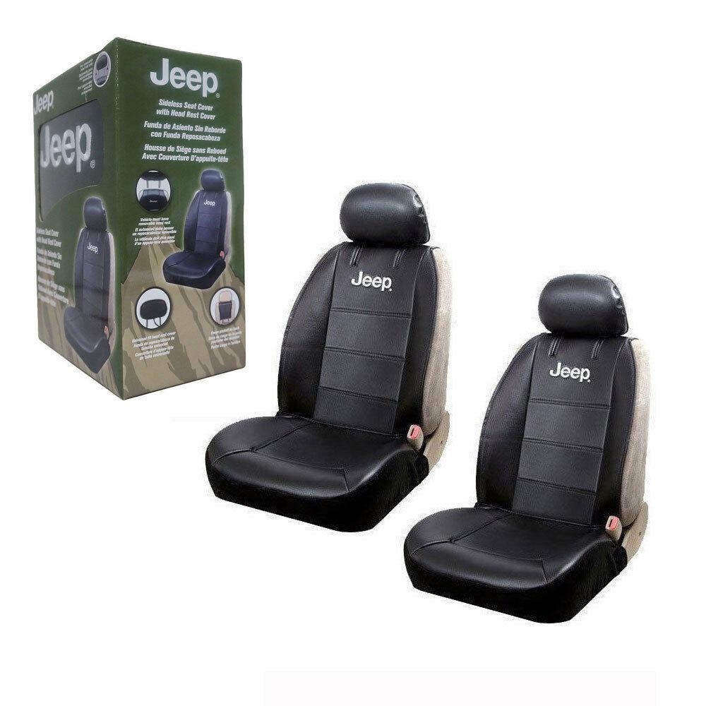 Jeep Elite Mopar Black Synthetic Leather Seat Covers displayed on a vehicle, showcasing their sleek design and premium quality.