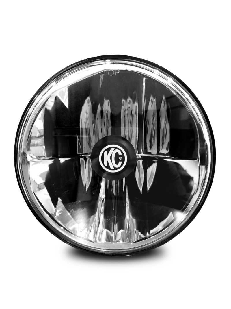 KC HiLiTES 7in. Gravity LED headlights for Jeep JK, featuring durable design and high-performance lighting.