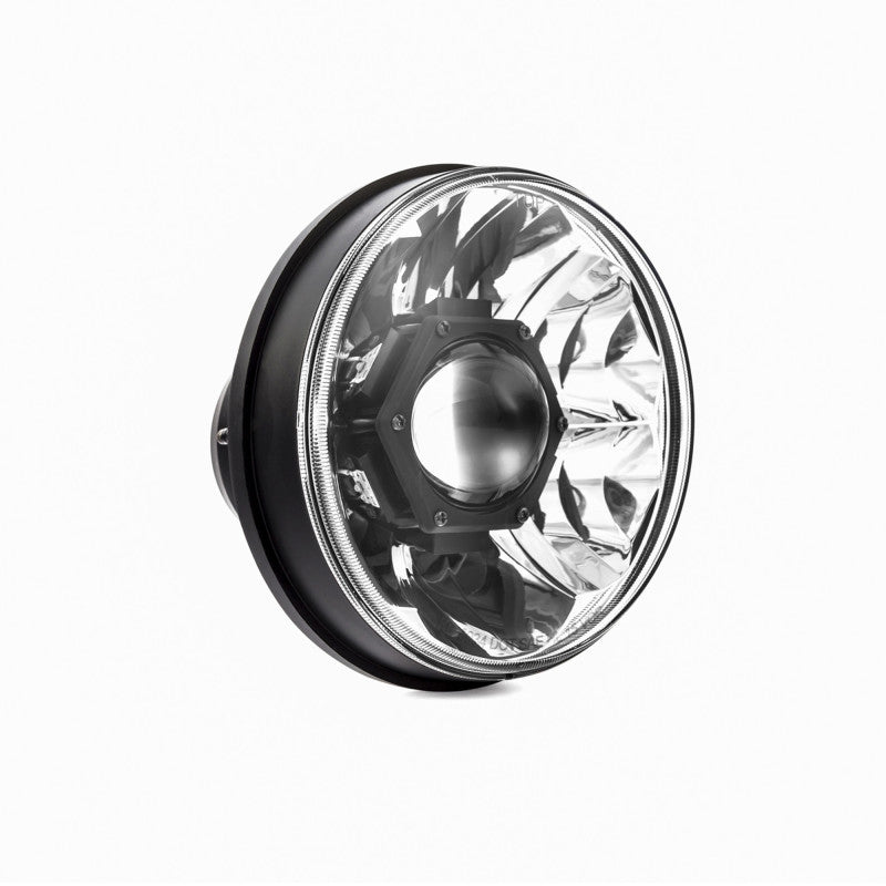 KC HiLiTES 7-inch Gravity LED Pro headlights for Jeep JL/JT, showcasing advanced projector optics and durable design.