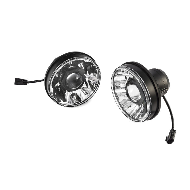 KC HiLiTES 7-inch Gravity LED Pro headlights for Jeep JL/JT, showcasing advanced projector optics and durable design.