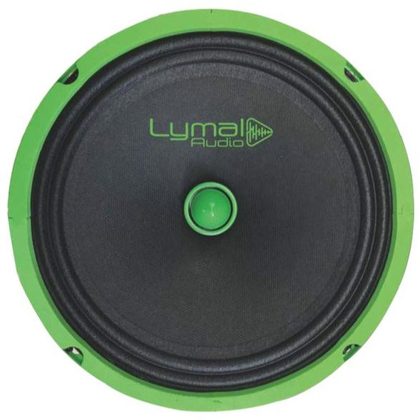 LA-BMAX80GN 8-inch midrange speaker with bullet design, featuring a black paper woofer cone and robust construction for high-quality sound.