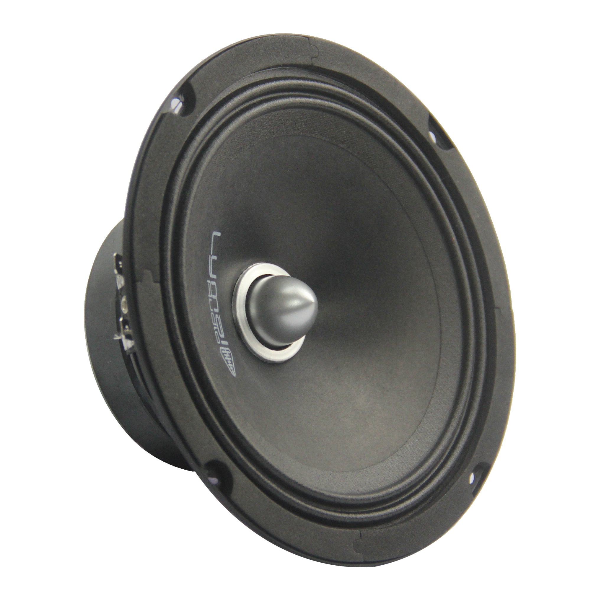 LA-EP65B 6.5 inch midrange loudspeakers with bullet design, showcasing robust build and sleek appearance.