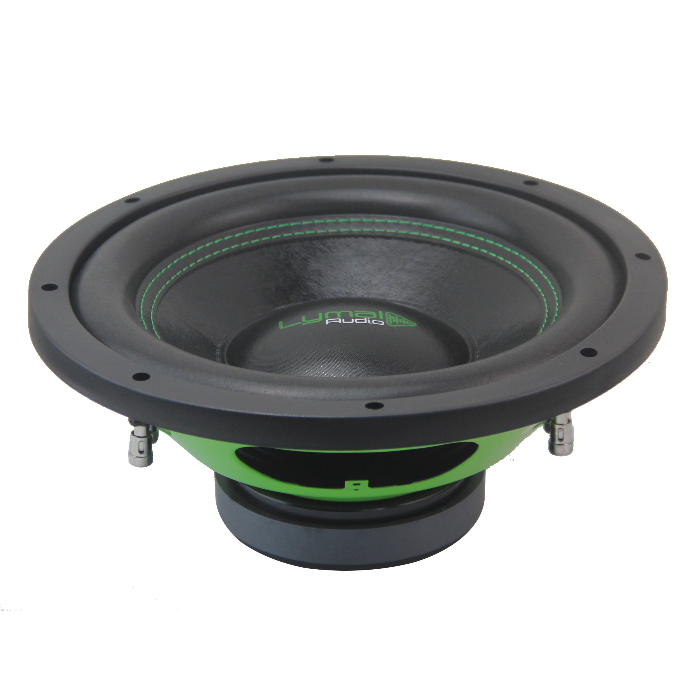 Lymal Audio LA-EPX12D4 12-inch subwoofer showcasing its polypropylene cone and steel basket design.