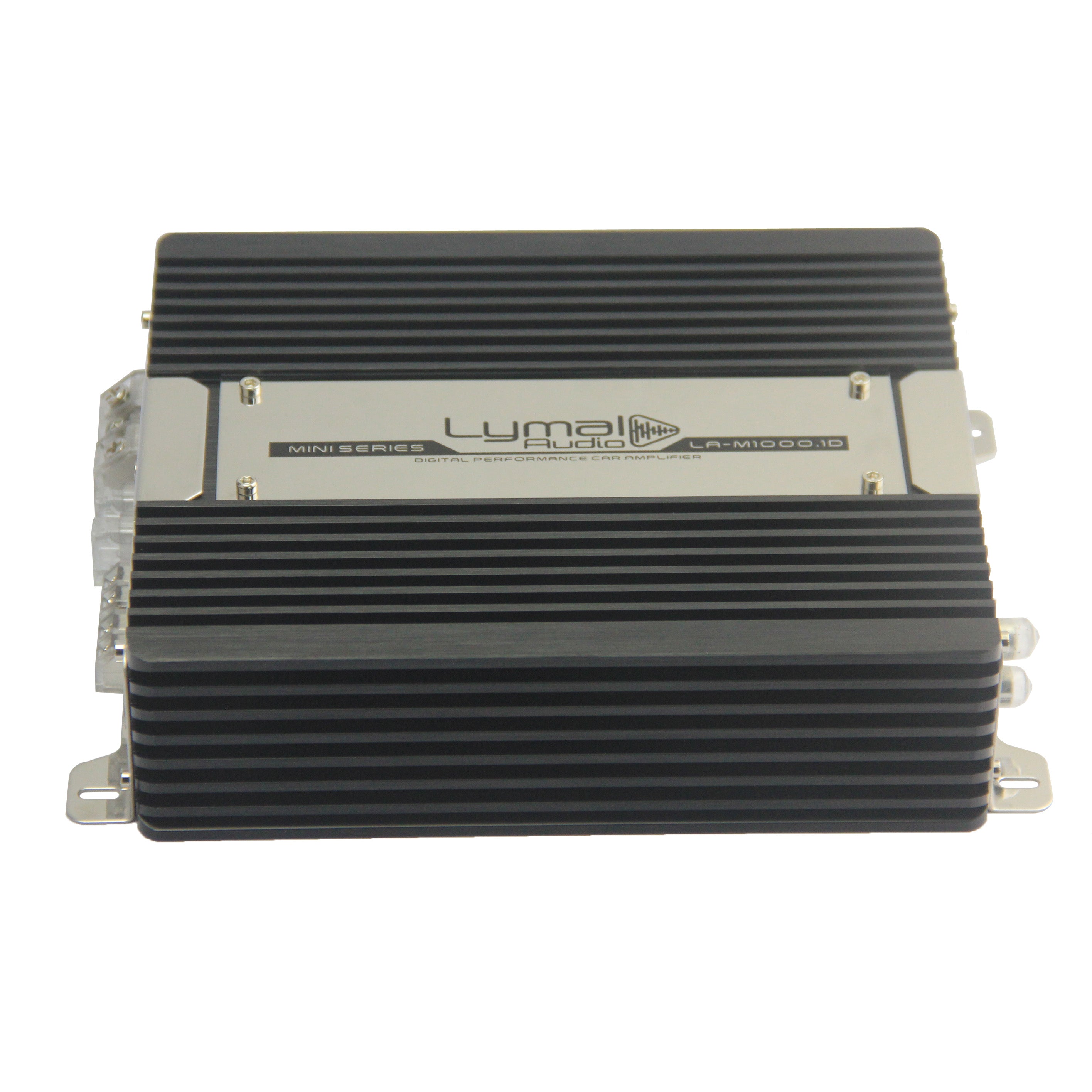 Lymal Audio LA-M1000.1D 1000 Watts Mono Block Car Amplifier with specifications and compact design.