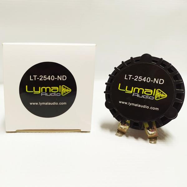 Lymal Audio LT-2540-ND 1" Mini Neodymium Driver showcasing its compact design and high-quality construction.