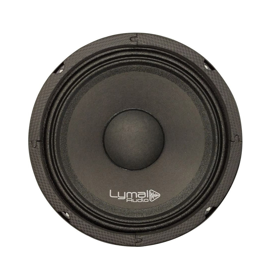 Lymal Audio LT-620F 6.5" Midrange Loudspeaker showcasing its black paper cone and robust iron basket.