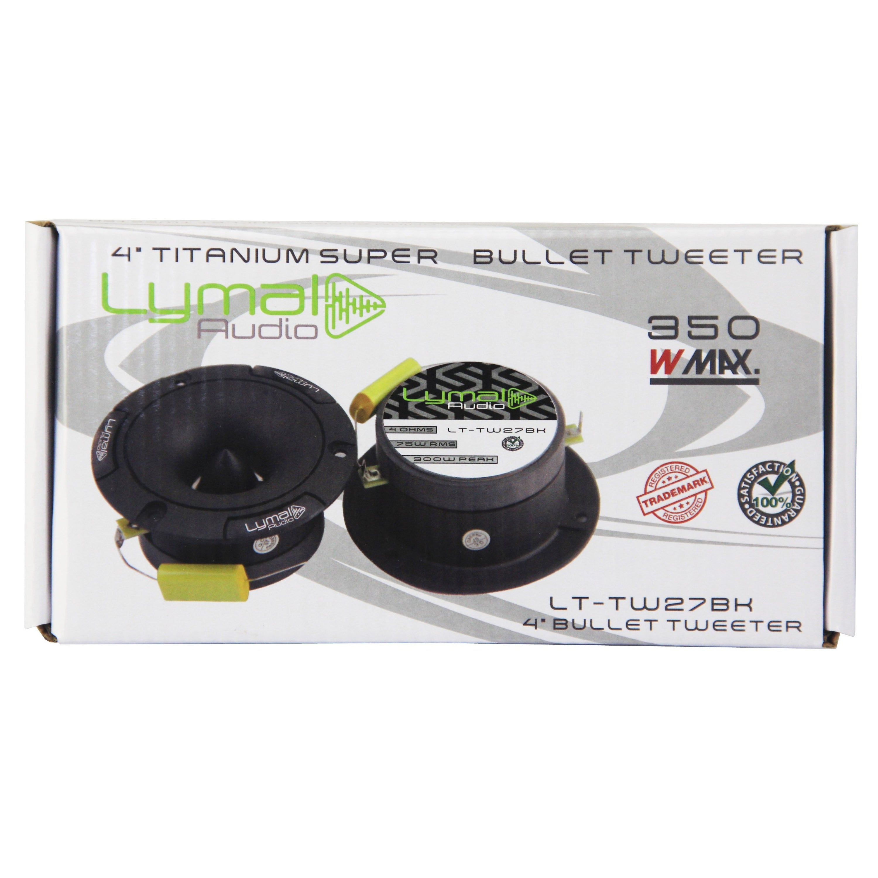 Lymal Audio LT-TW27BK PRO Bullet 3.75″ Super Tweeters in black, showcasing their sleek design and compact size.