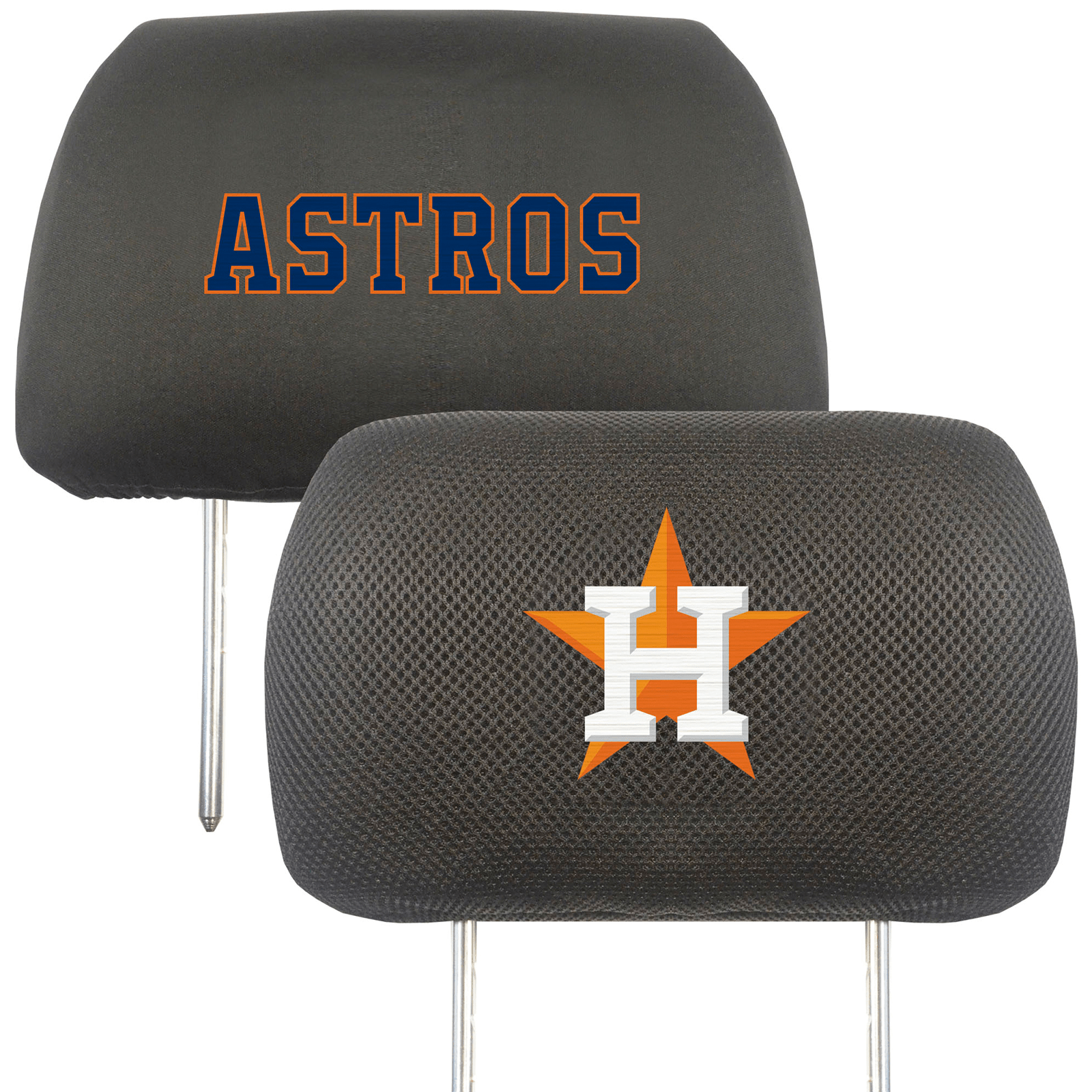 Car headrest covers with Astros logo.