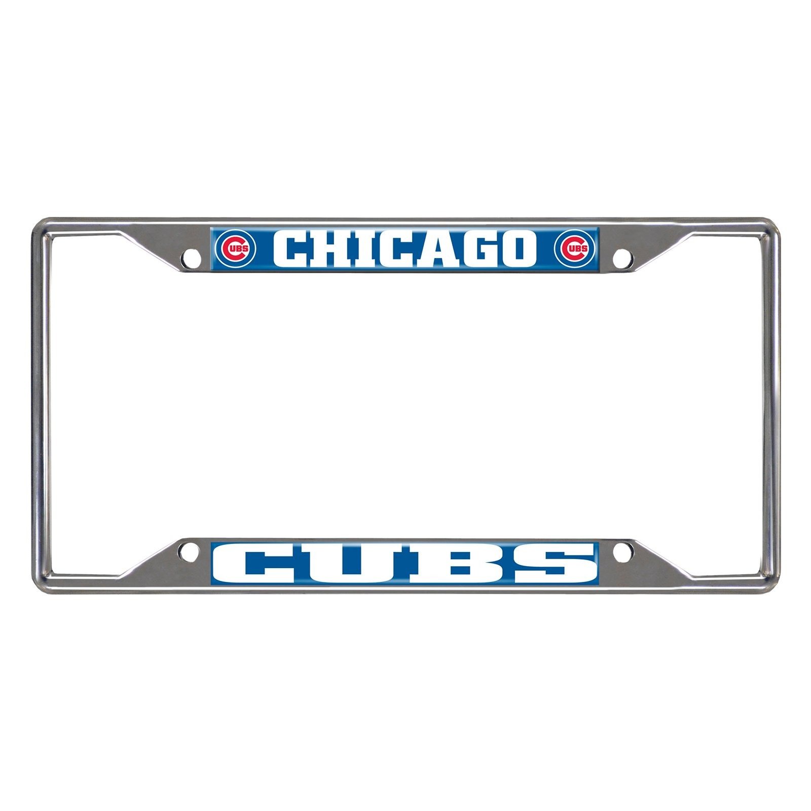 MLB Car License Plate Frame featuring chrome metal with vibrant team logo and colors, designed to fit standard license plates.