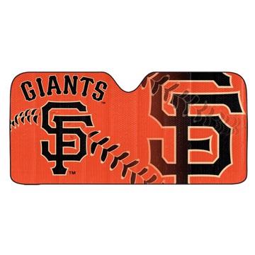 MLB Universal Automobile Sunshade featuring vibrant team colors and logo, designed to block UV rays and keep vehicles cool.