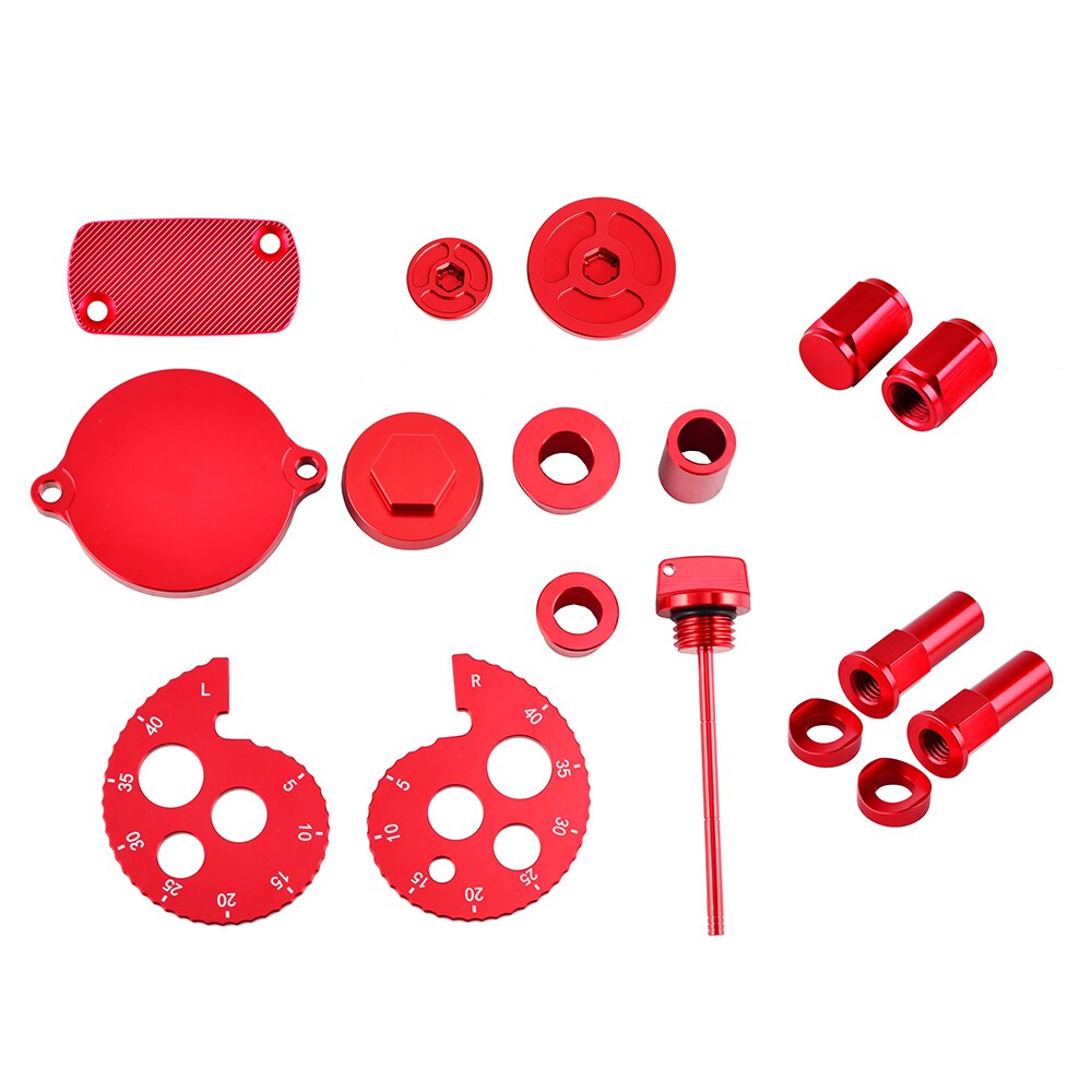 Various red automotive parts.