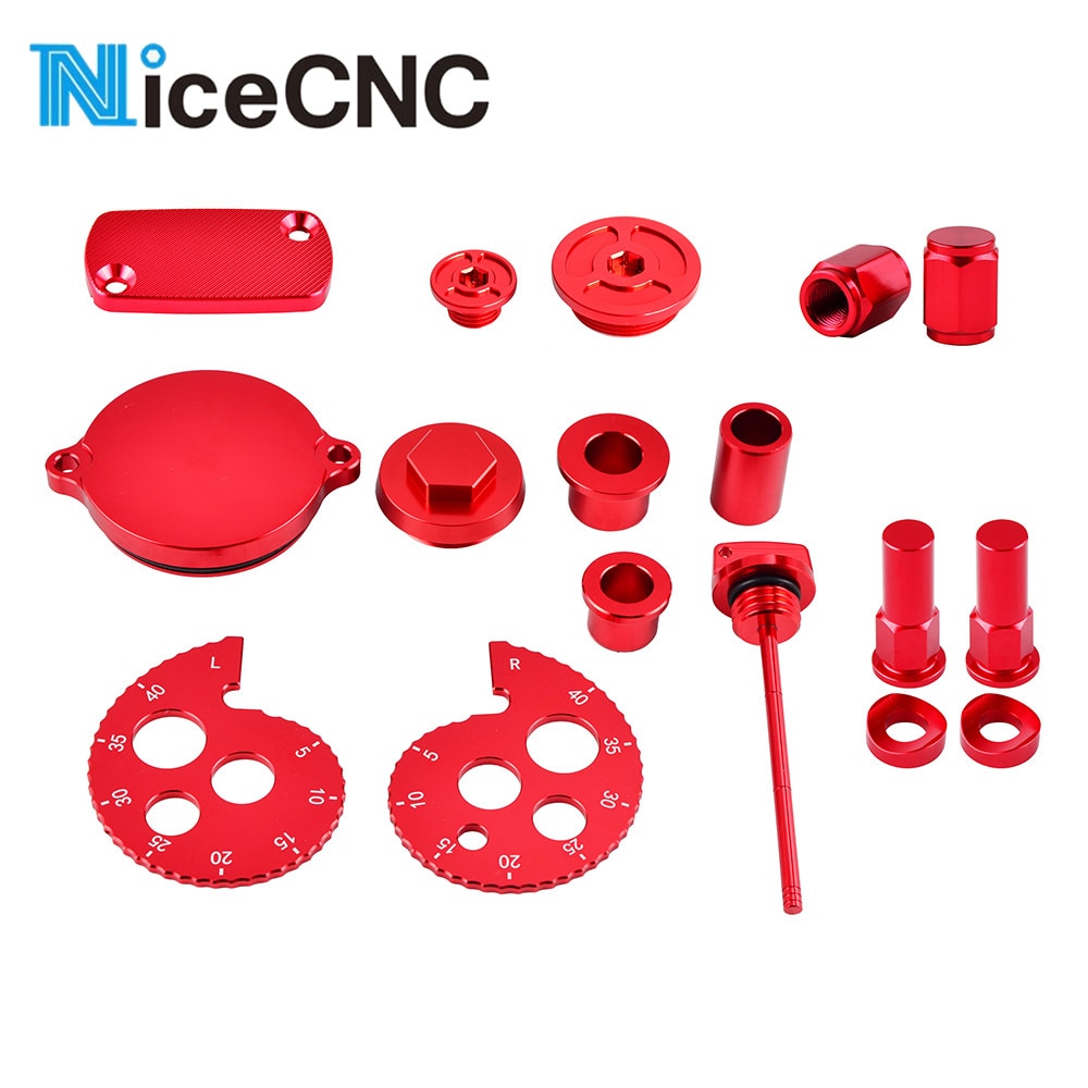 Various red anodized CNC parts