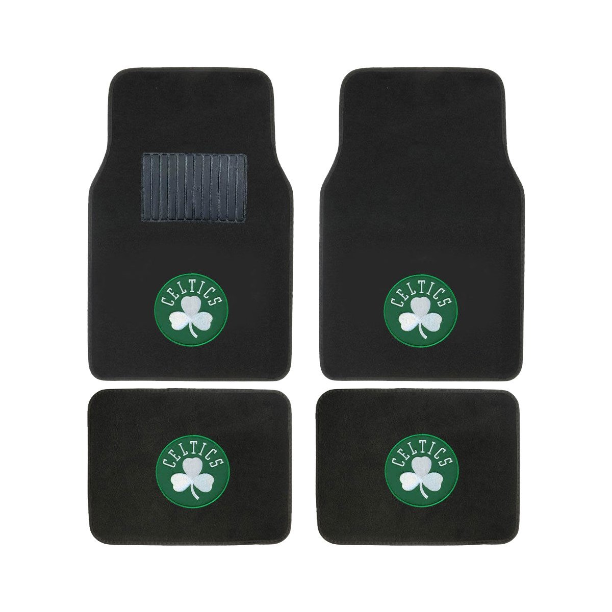 NBA 4-PC Embroidered Logo Car Floor Mat Set featuring vibrant team logos and durable materials, designed for vehicle interior protection.