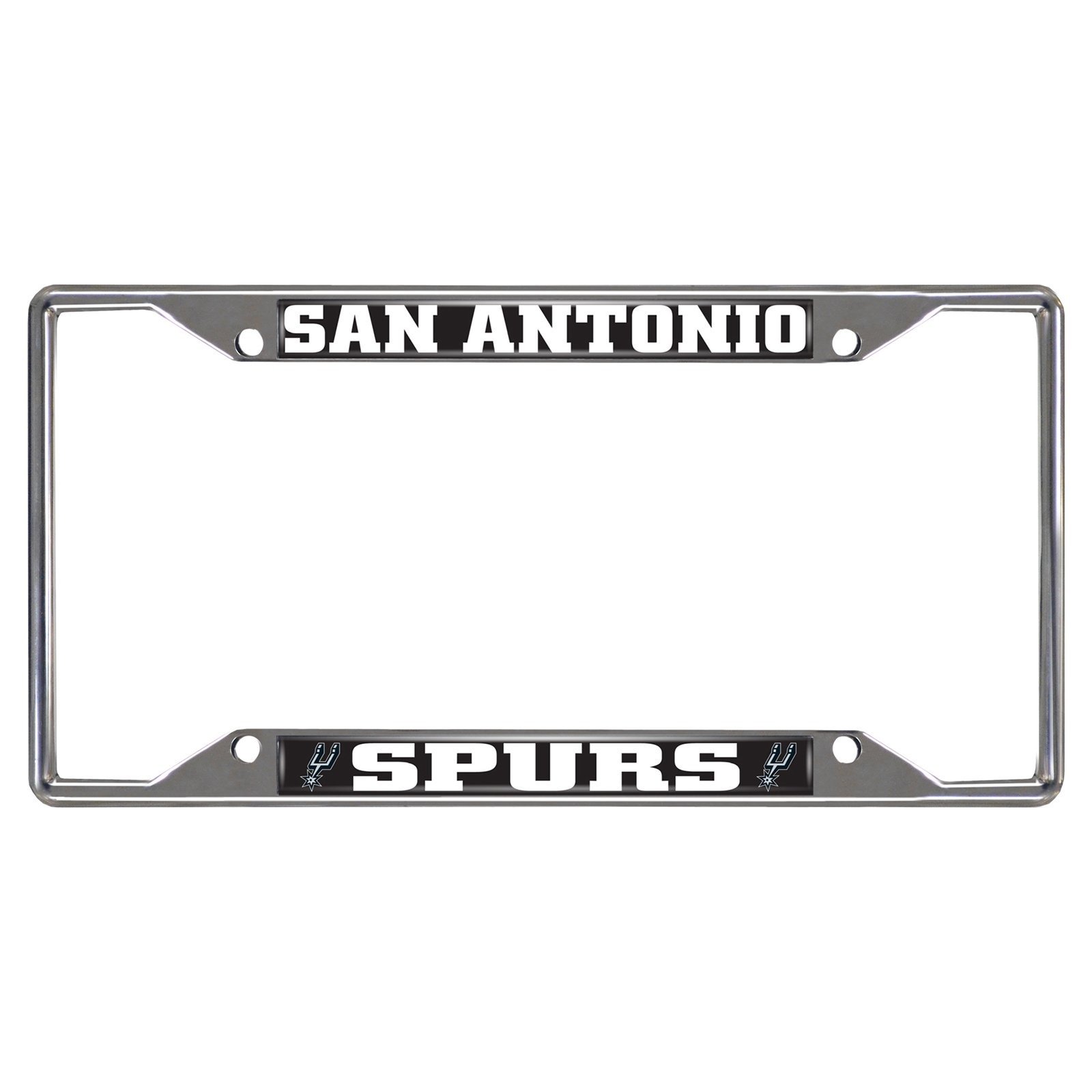 NBA Car License Plate Frame made of chrome metal, featuring vibrant team colors and logo, designed to fit standard license plates without obstructing registration sticker.