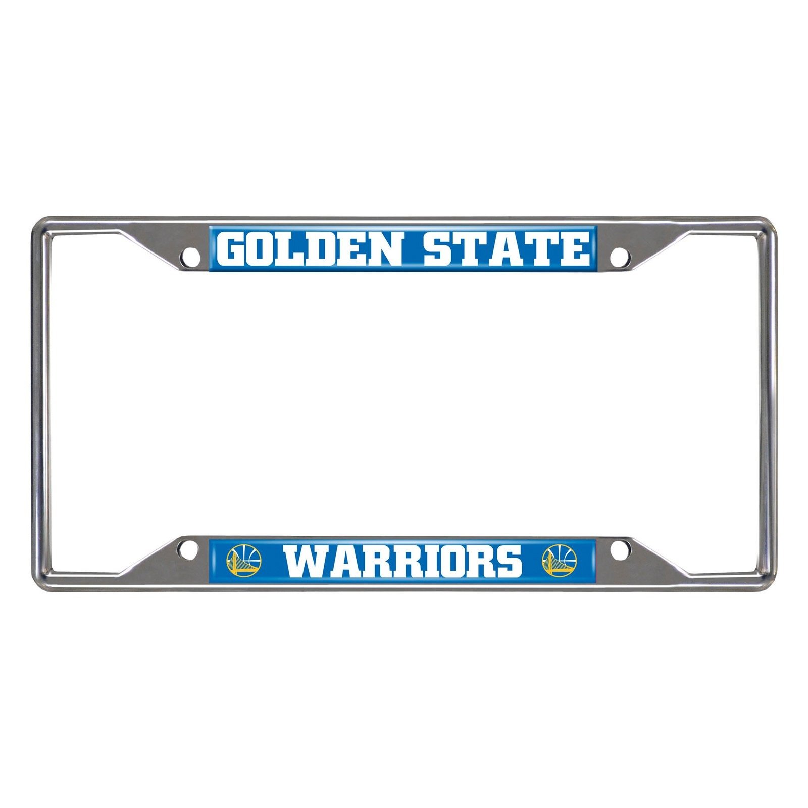 NBA Car License Plate Frame made of chrome metal, featuring vibrant team colors and logo, designed to fit standard license plates without obstructing registration sticker.