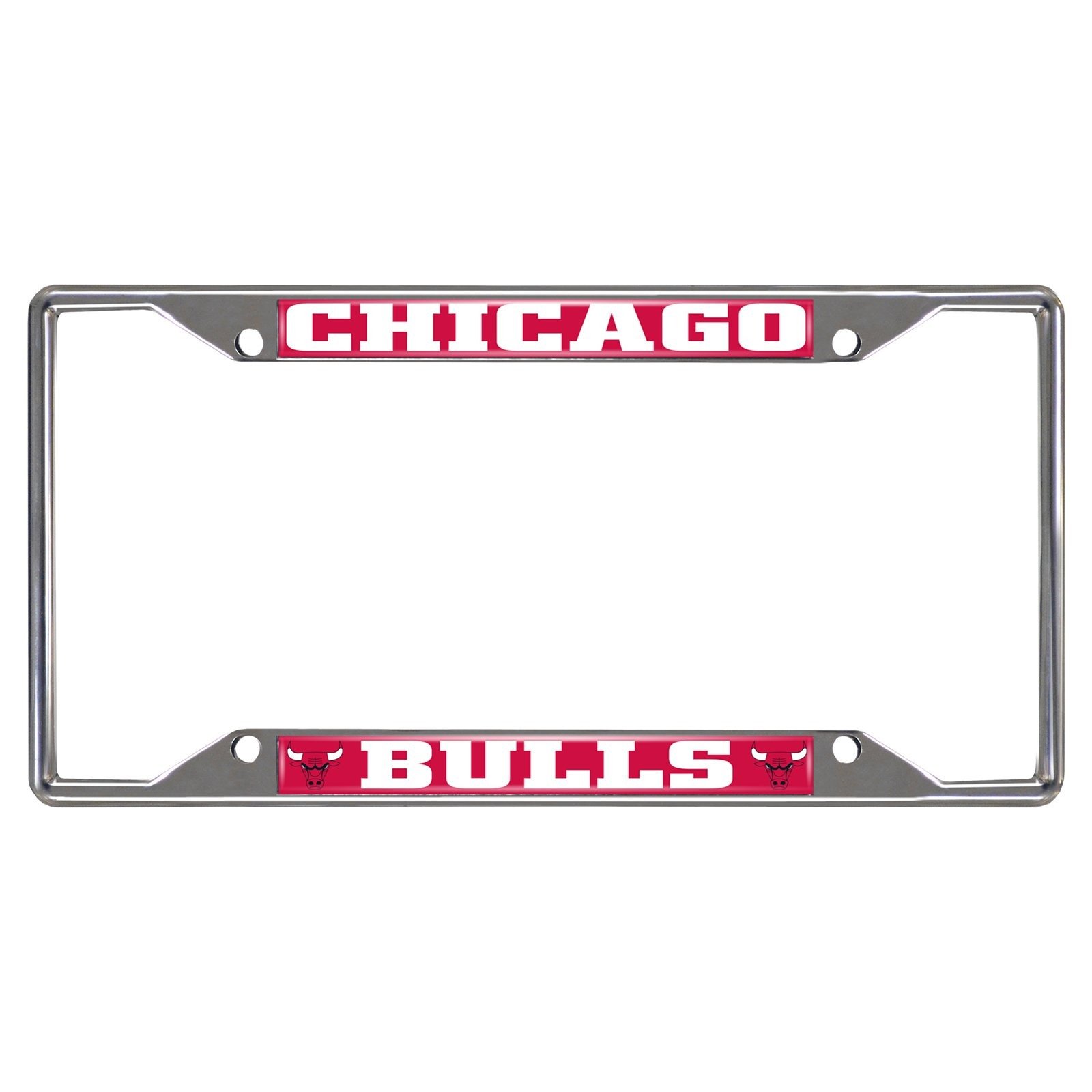 NBA Car License Plate Frame made of chrome metal, featuring vibrant team colors and logo, designed to fit standard license plates without obstructing registration sticker.