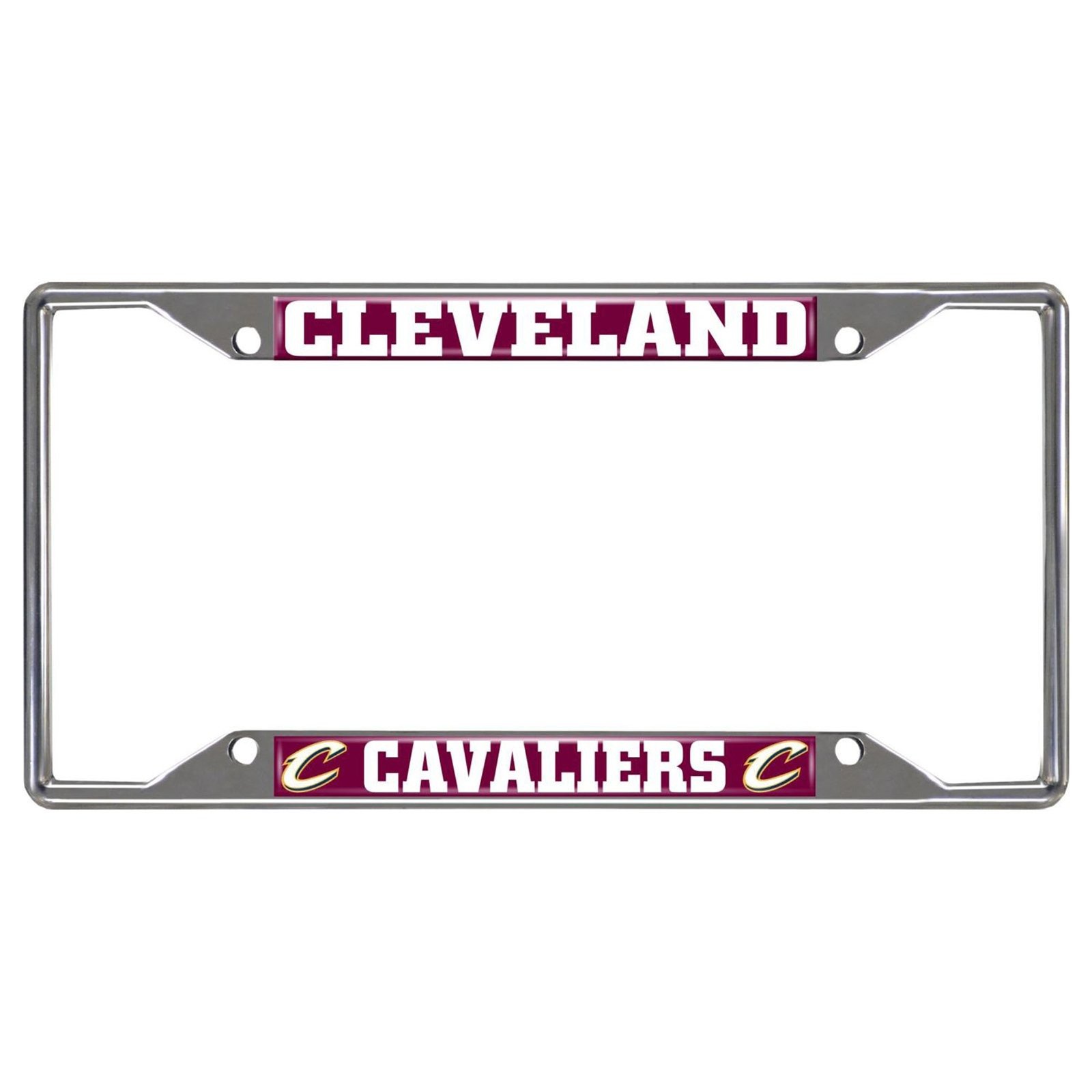 NBA Car License Plate Frame made of chrome metal, featuring vibrant team colors and logo, designed to fit standard license plates without obstructing registration sticker.