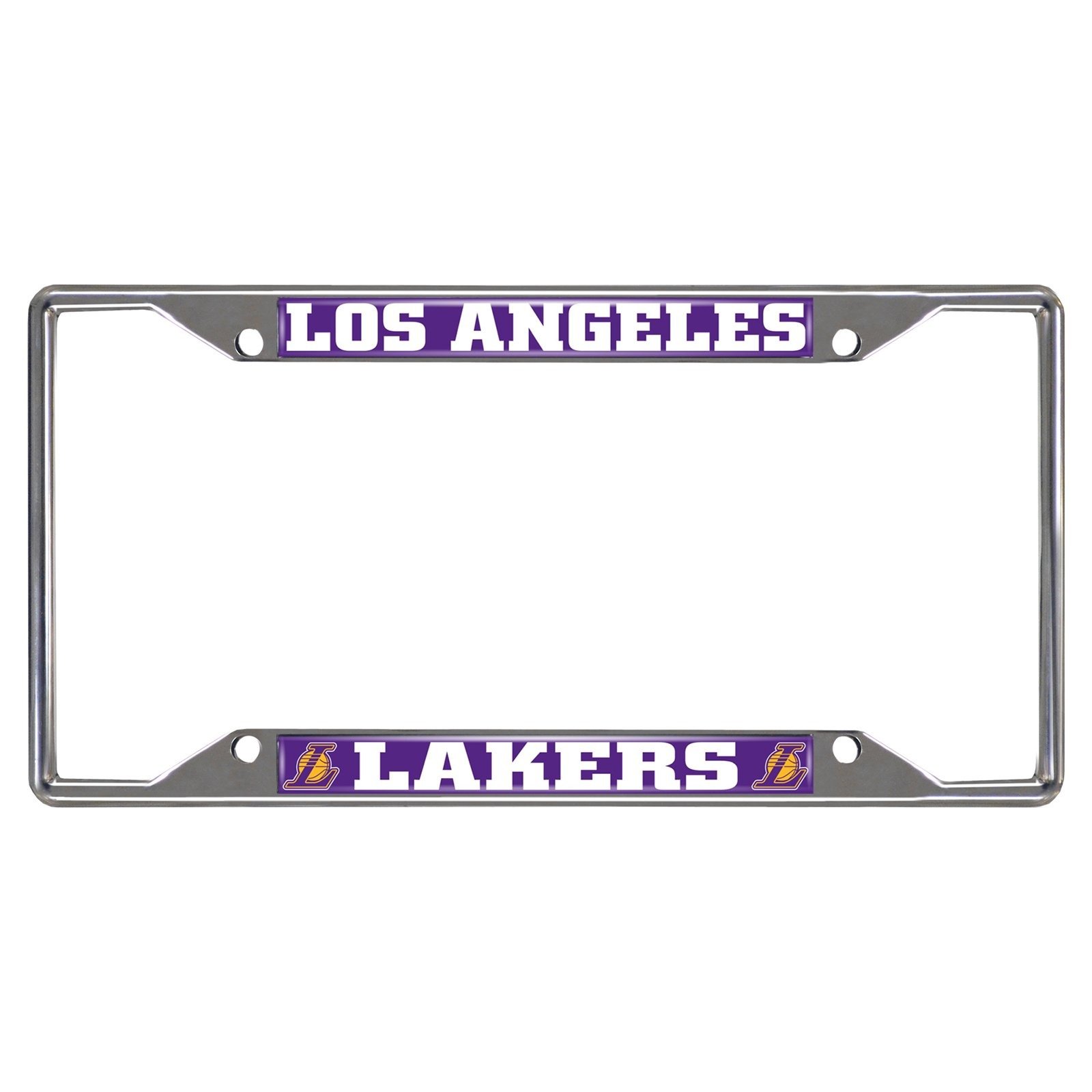 NBA Car License Plate Frame made of chrome metal, featuring vibrant team colors and logo, designed to fit standard license plates without obstructing registration sticker.