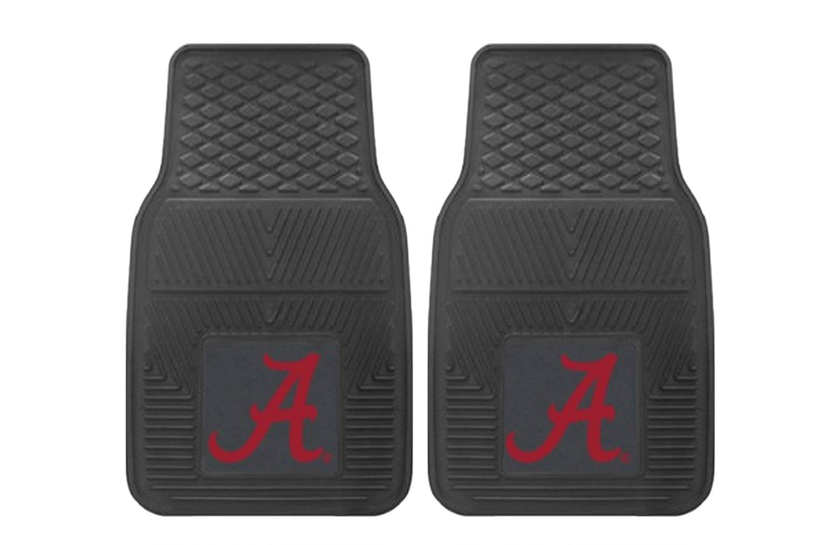 NCAA 2-PC Vinyl Car Mat Set featuring vibrant team logos and heavy-duty construction, designed to protect vehicle flooring.