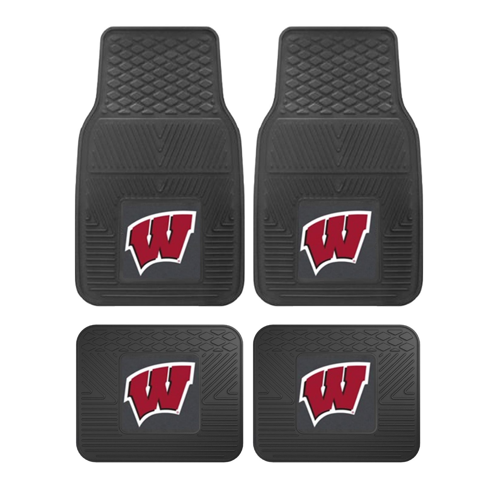 NCAA 2-PC Vinyl Car Mat Set featuring vibrant team logos and heavy-duty construction, designed to protect vehicle flooring.