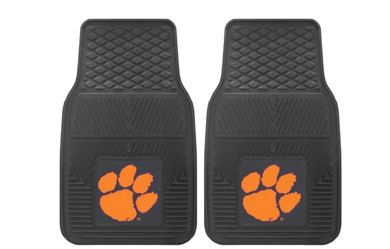 NCAA 2-PC Vinyl Car Mat Set featuring vibrant team logos and heavy-duty construction, designed to protect vehicle flooring.