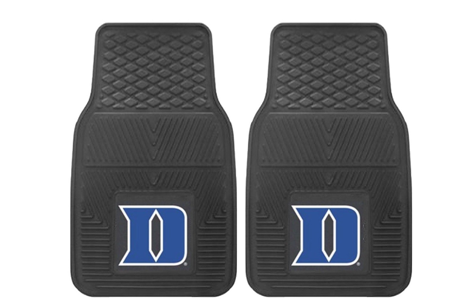 NCAA 2-PC Vinyl Car Mat Set featuring vibrant team logos and heavy-duty construction, designed to protect vehicle flooring.