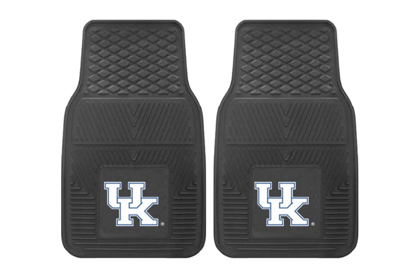 NCAA 2-PC Vinyl Car Mat Set featuring vibrant team logos and heavy-duty construction, designed to protect vehicle flooring.