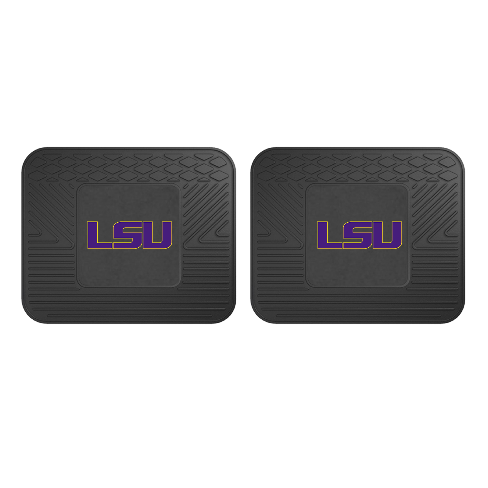 NCAA 2-PC Vinyl Utility Mat Set featuring durable rubber construction and team logo, ideal for automotive and home use.