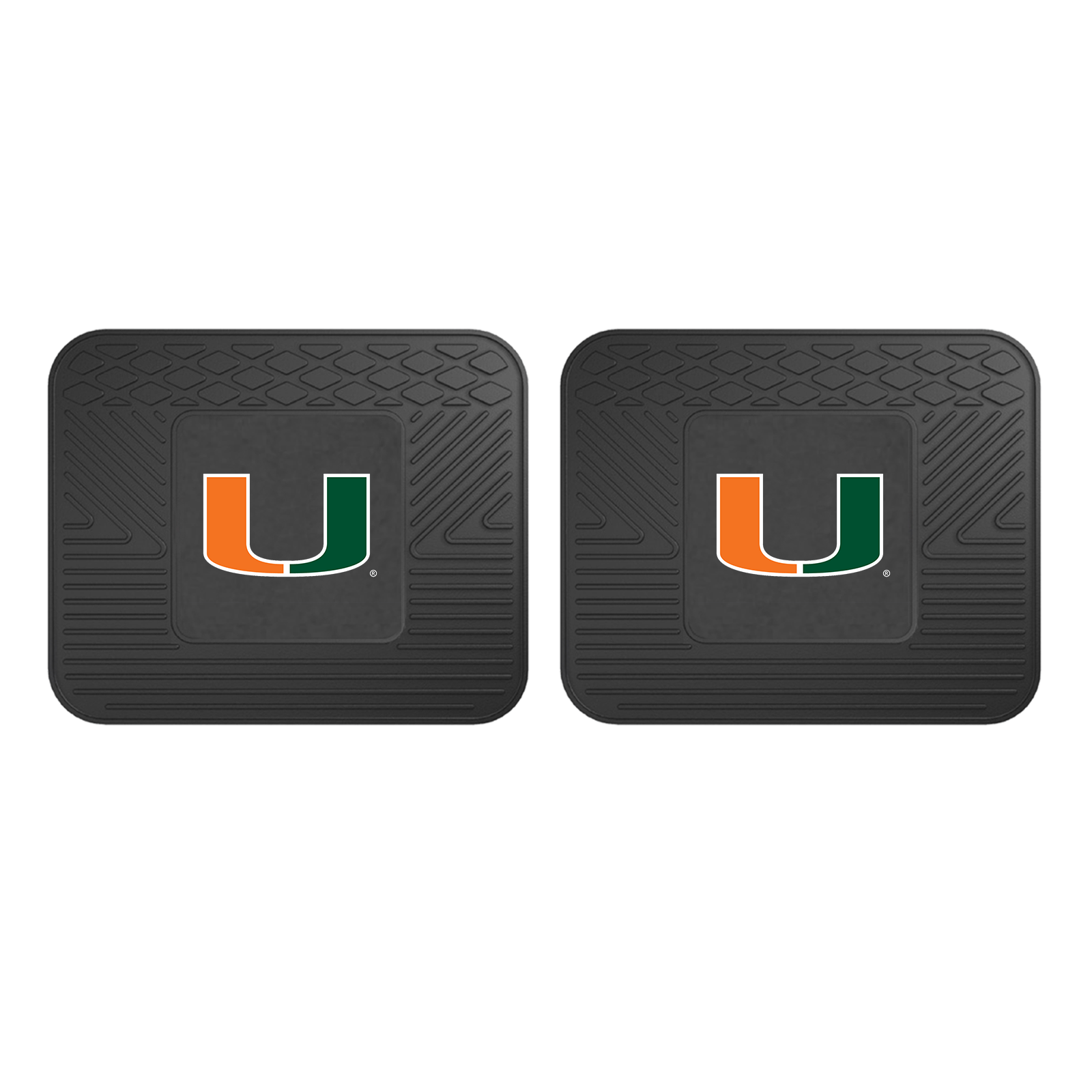 NCAA 2-PC Vinyl Utility Mat Set featuring durable rubber construction and team logo, ideal for automotive and home use.