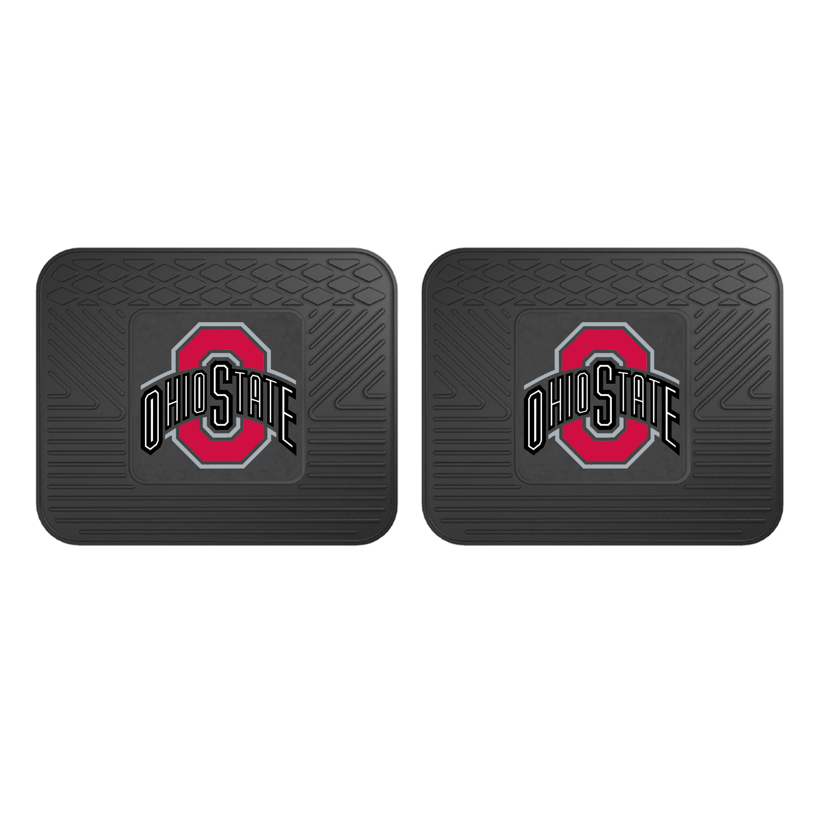 NCAA 2-PC Vinyl Utility Mat Set featuring durable rubber construction and team logo, ideal for automotive and home use.