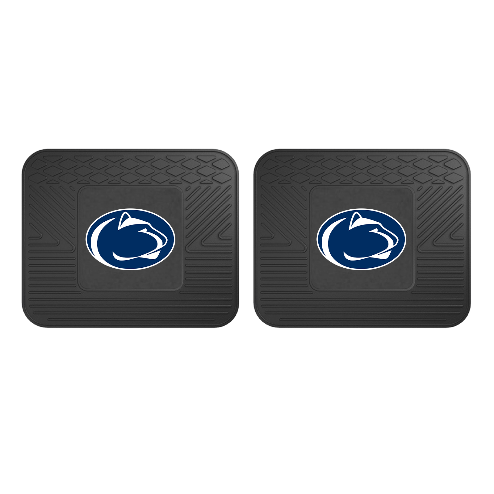 NCAA 2-PC Vinyl Utility Mat Set featuring durable rubber construction and team logo, ideal for automotive and home use.