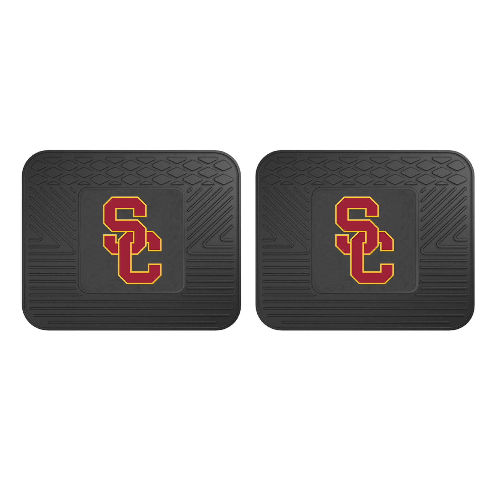 NCAA 2-PC Vinyl Utility Mat Set featuring durable rubber construction and team logo, ideal for automotive and home use.