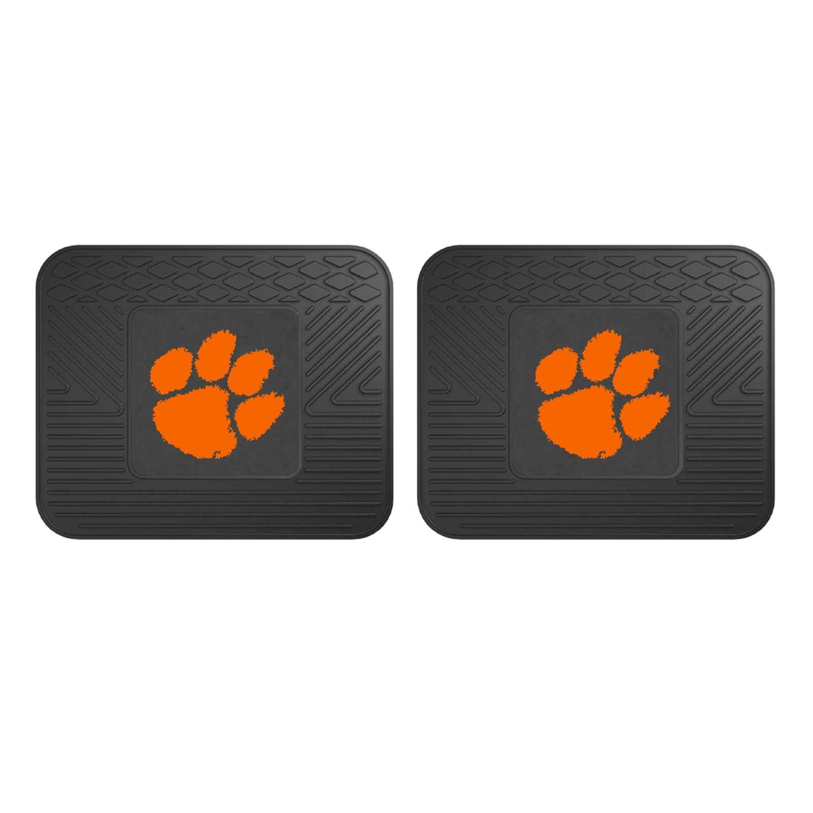 NCAA 2-PC Vinyl Utility Mat Set featuring durable rubber construction and team logo, ideal for automotive and home use.