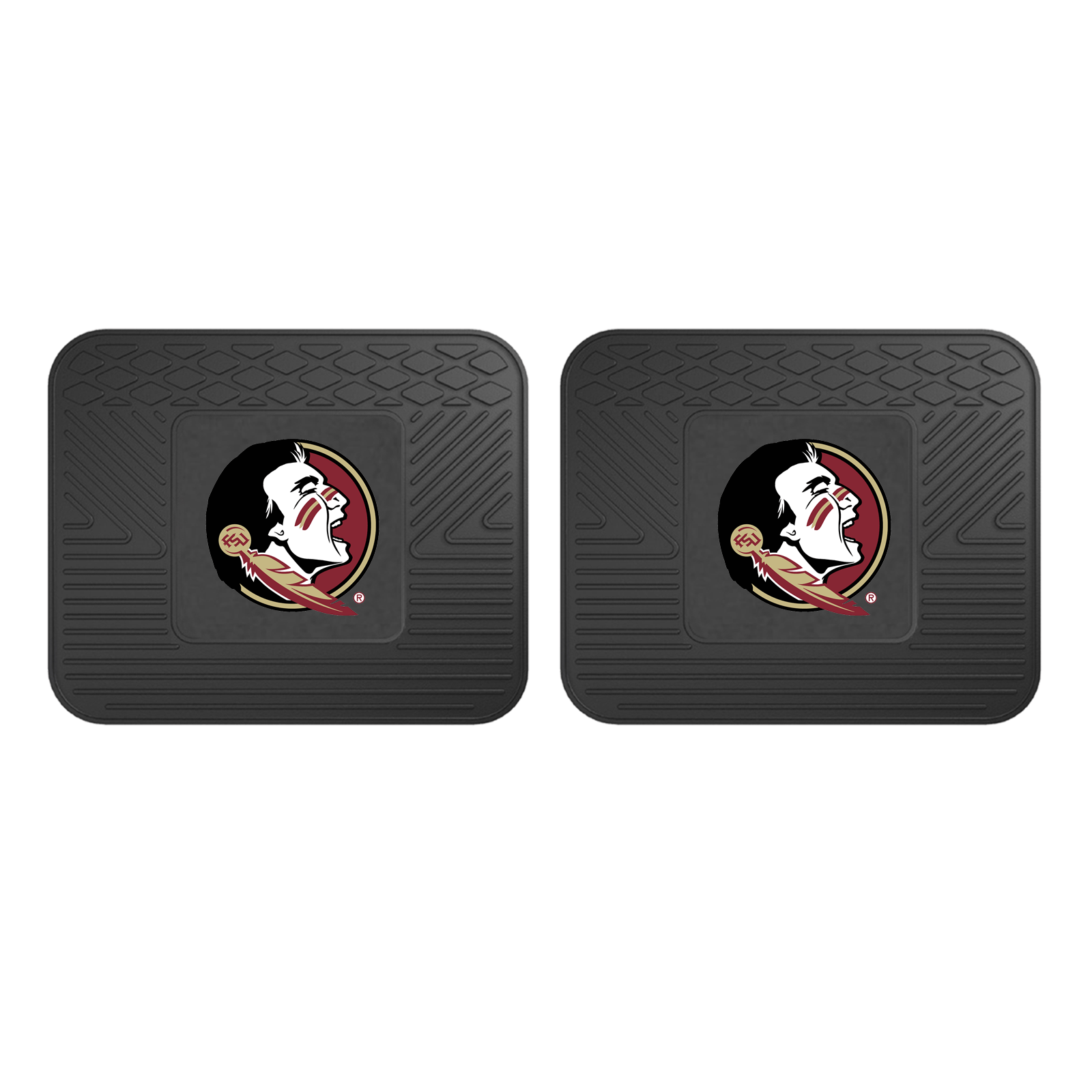 NCAA 2-PC Vinyl Utility Mat Set featuring durable rubber construction and team logo, ideal for automotive and home use.