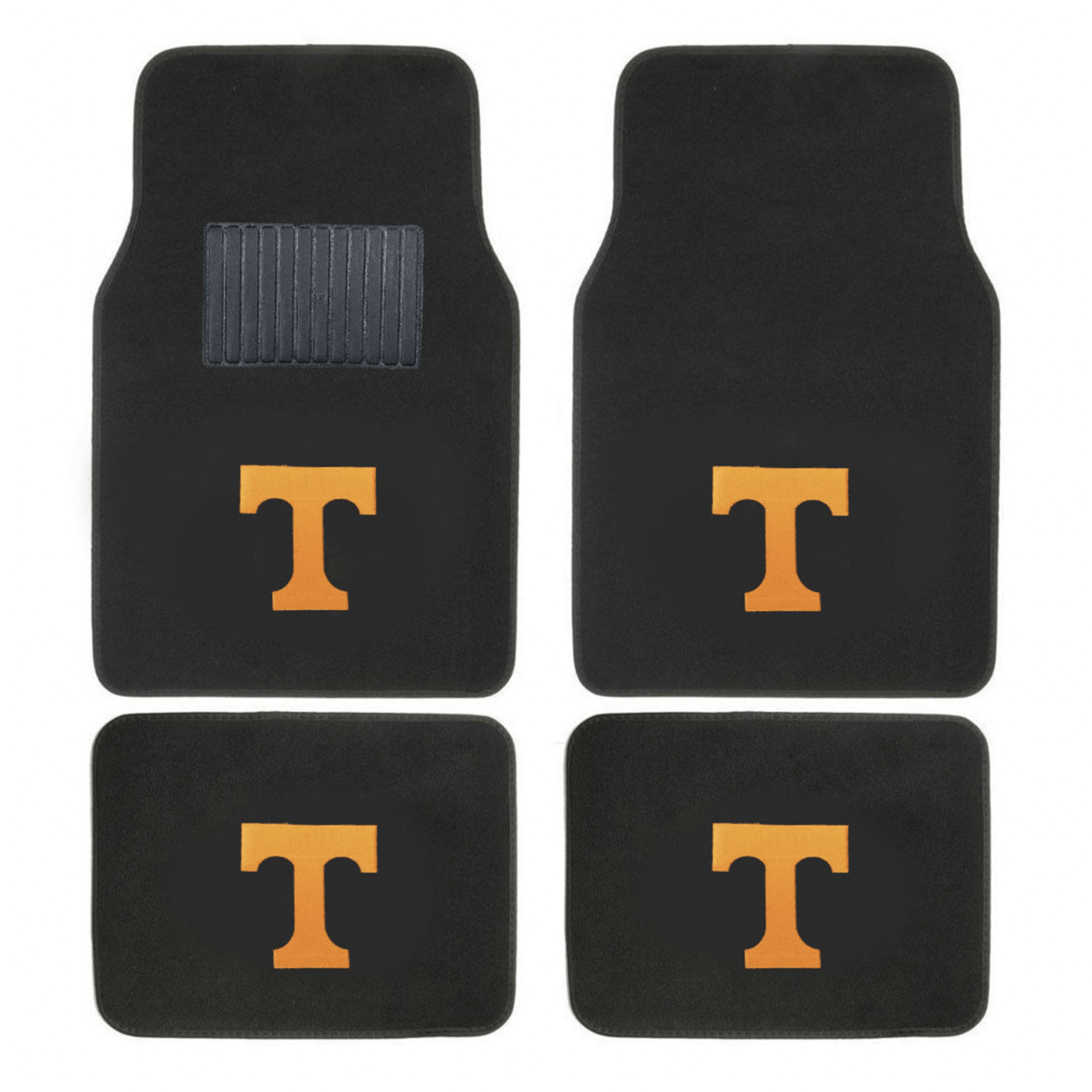 NCAA 4-PC Embroidered Logo Car Floor Mat Set featuring vibrant team colors and durable design, perfect for protecting vehicle interiors.