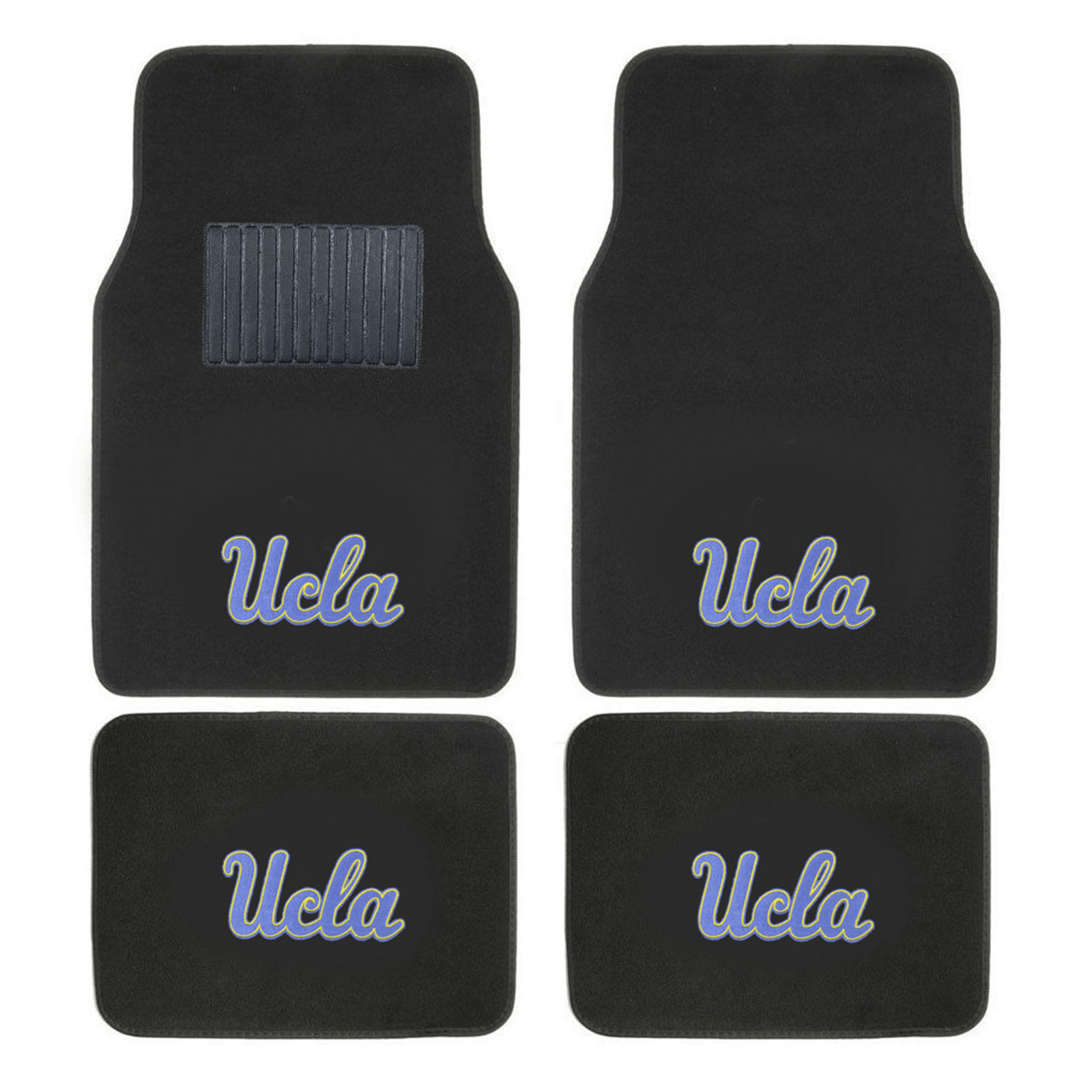 NCAA 4-PC Embroidered Logo Car Floor Mat Set featuring vibrant team colors and durable design, perfect for protecting vehicle interiors.