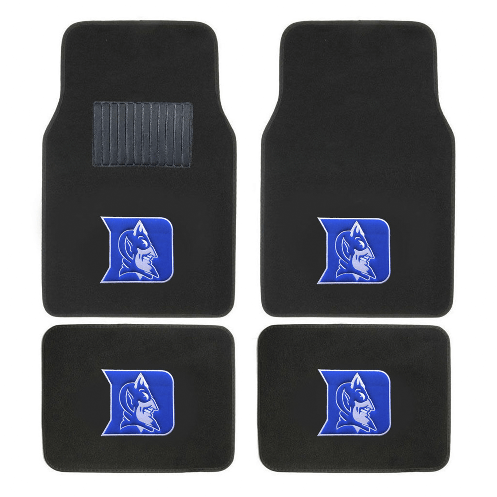 NCAA 4-PC Embroidered Logo Car Floor Mat Set featuring vibrant team colors and durable design, perfect for protecting vehicle interiors.