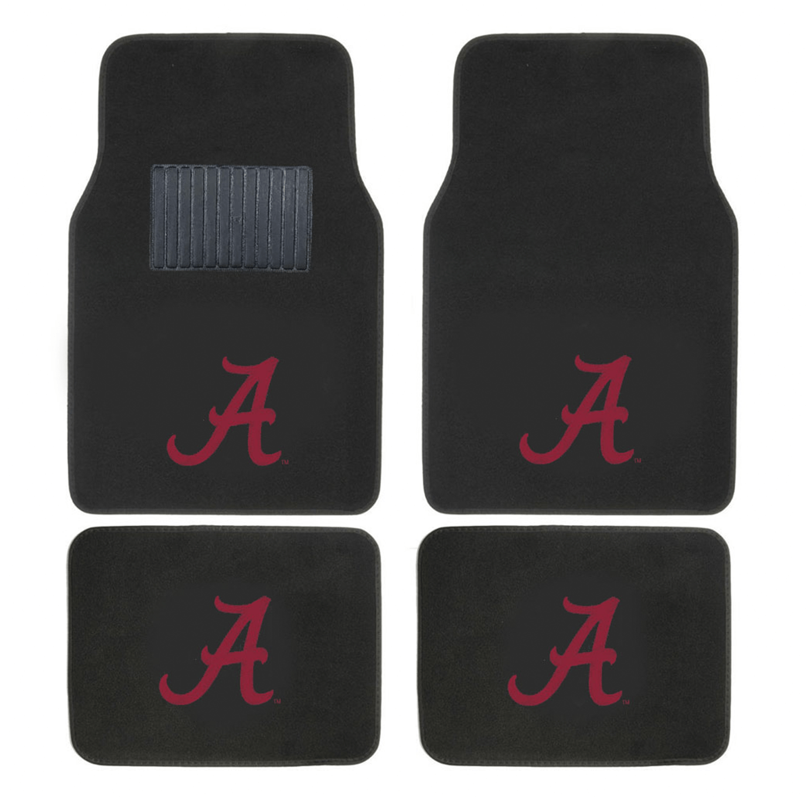 NCAA 4-PC Embroidered Logo Car Floor Mat Set featuring vibrant team colors and durable design, perfect for protecting vehicle interiors.