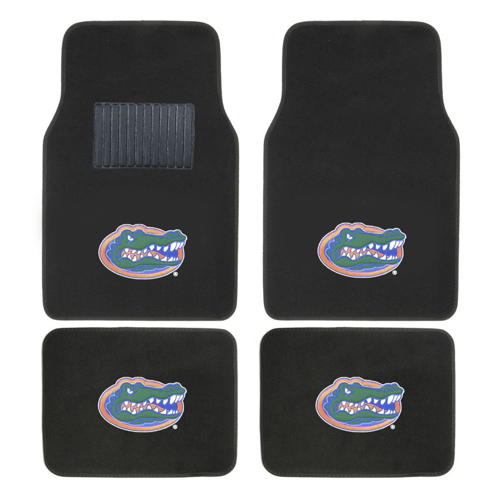 NCAA 4-PC Embroidered Logo Car Floor Mat Set featuring vibrant team colors and durable design, perfect for protecting vehicle interiors.