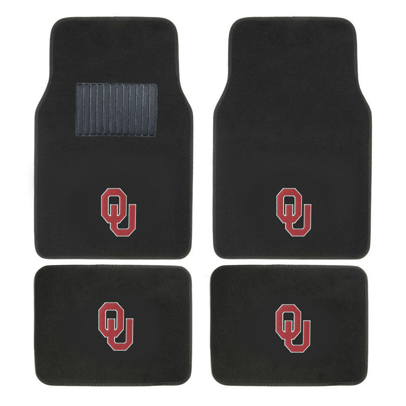 NCAA 4-PC Embroidered Logo Car Floor Mat Set featuring vibrant team colors and durable design, perfect for protecting vehicle interiors.