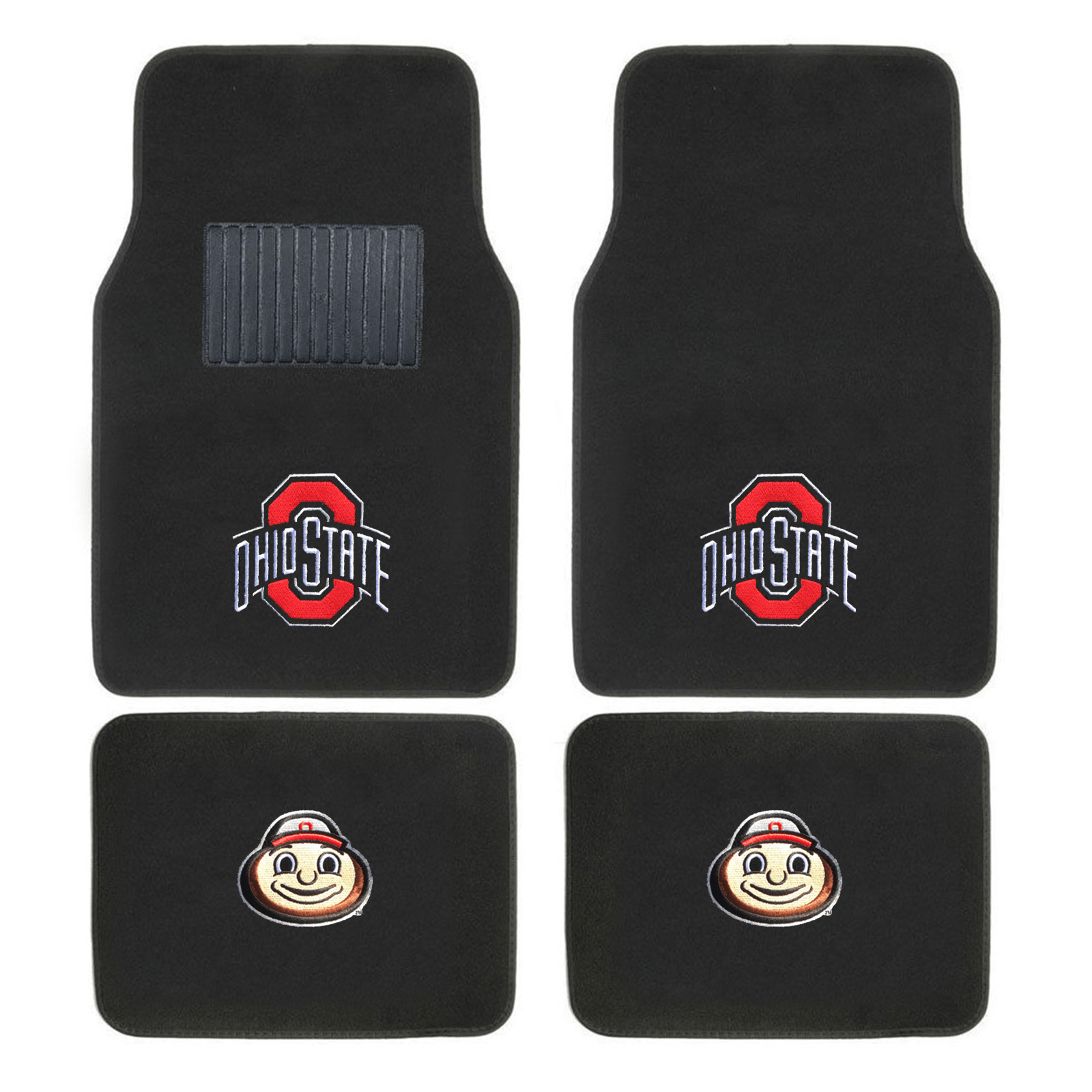 NCAA 4-PC Embroidered Logo Car Floor Mat Set featuring vibrant team colors and durable design, perfect for protecting vehicle interiors.